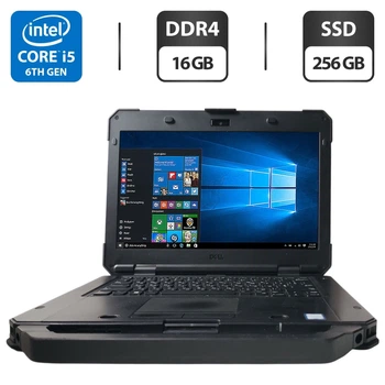 Защищенный ноутбук Б-класс Dell Latitude 5414 Rugged / 14" (1920x1080) IPS / Intel Core i5-6300U (2 (4) ядра по 2.4 - 3.0 GHz) / 16 GB DDR4 / 256 GB SSD / Intel HD Graphics 520 / WebCam / LTE б/у