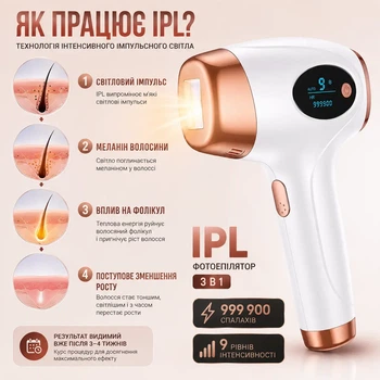 Фотоэпилятор IPL профессиональный 3в1 для удаления волос домашний лазерный эпилятор 9 уровней для тела бикини и подмышек
