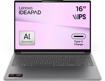 Ноутбук Lenovo IdeaPad Slim 5 16AHP11 (83S4002ARA) Luna Grey / 16" IPS WUXGA / AMD Ryzen 5 240 / RAM 16 ГБ / SSD 512 ГБ / Підсвітка клавіатури / Зарядка по USB