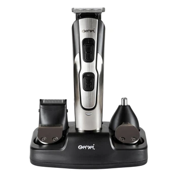 Набор для стрижки волос Gemei Gm-592 10 в 1 стрижка бороды, усов серебристый