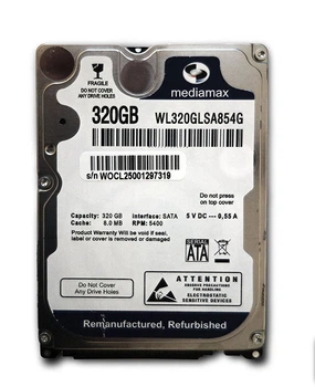 Накопитель HDD 2.5" SATA 320GB Mediamax 5400rpm 8MB (WL320GLSA854G) - Refubrished