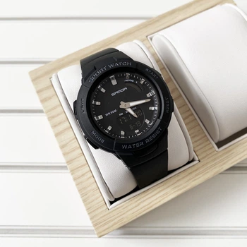 Наручний годинник AlexMosh чоловічі Sanda Black-Silver (8485)