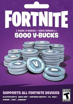 Fortnite 5000 В-баксов 4000 + 1000 V-BUCKS Все платформы