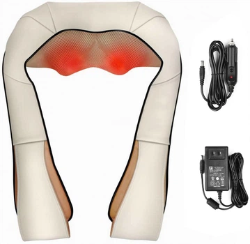 Масажер Massager of neck kneading роликовий з функцією обігріву 12V 24W Бежевий (SPI-8801)