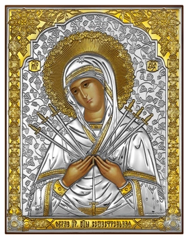 Ікона Серебрянная Ekklesia Семистрільна Богородиця (18,3x23,1 см.) (6699/4)