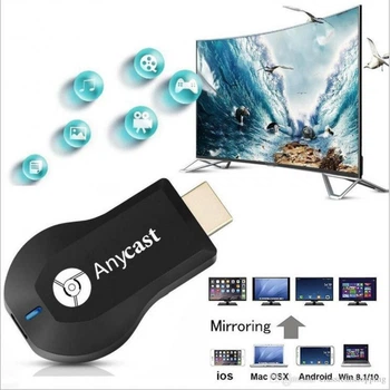 Медіаплеєр AnyCast M9 Plus TV Stick HDMI WiFi адаптер для телевізора Miracast AirPlay DLNA AirMirror бездротова трансляція екрана Full HD 1080P підтримка Android iOS Windows Mac мультимедійний ресивер для ТВ проектора монітора