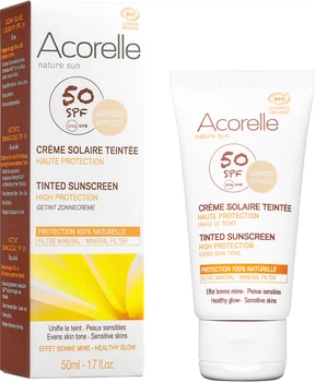 Солнцезащитный крем для лица Acorelle с эффектом тонирования SPF50 органический 50 мл (3700343046143/3700343046341)