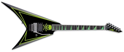 Электрогитара LTD ALEXI 600 GREENY LTD Black w/ Lime Green Pinstripe & Skull / надпись COBHC на задней стороне корпуса