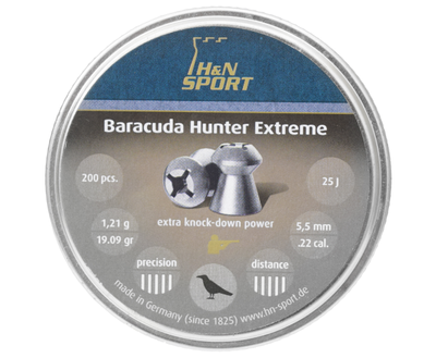 Кулі пневм Haendler Natermann Baracuda Hunter Extreme 200 шт/уп, 1,21 г 5,5 мм