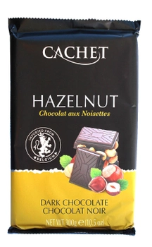 Шоколад Cachet Hazelnut Чорний з фундуком 300 г (52302)