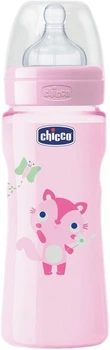 Пляшка для годування Chicco Well-Being PP Fast Flux Rose 4м+ пластикова 330 мл (8058664058013)