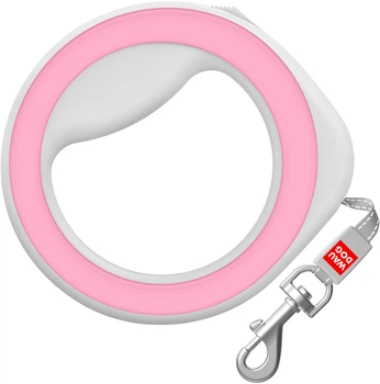 Поводок-рулетка для собак Collar WAUDOG R-leash, круглая, XS-M, до 40 кг, 2,9 м, светоотражающая лента, розовая