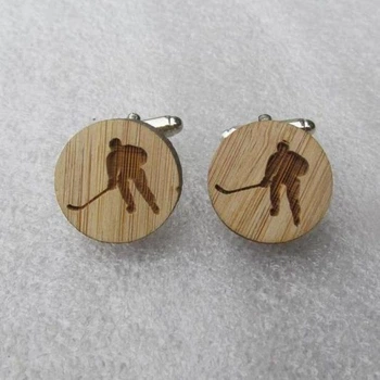 Дерев'яні запонки Хокеїст Handmade 000083712