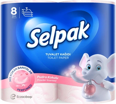 Туалетний папір Selpak Spa з ароматом Пудра 8 рулонів (8690530044517_8690530084469)