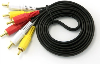 Кабель Audio-Video 3хRCA (папа) 3хRCA (папа), GOLD connector, CU, круглый, Black, 1,5 м, (Пакет) Q500