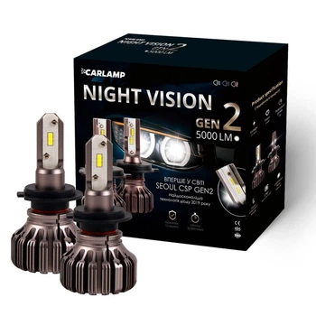 Светодиодные автолампы H7 для авто Carlamp Night Vision Gen2 Led автолампы 5500 K 5000 Lm (NVGH7)