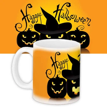 Чашка з принтом Halloween страшные тыквы 330 мл