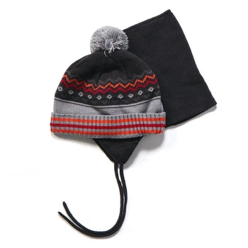 Зимовий комплект (шапка на підкладці і бафф) Peluche&Tartine F17ACC51EG-Deepgrey сіро-червоний 52-56 см (F17ACC51EG-Deepgrey-6/8)