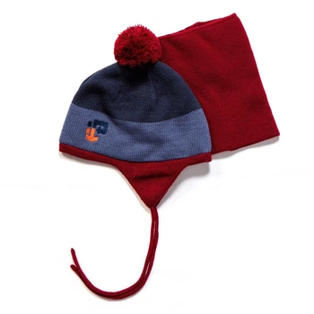 Зимовий комплект (шапка на підкладці і бафф) Peluche&Tartine F17ACC53EG-Spicyredpepper темно-вишневий з васильковим 52-56 см (F17ACC53EG-Spicyredpepper-6/8)