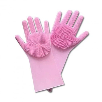 Перчатки силиконовые многофункциональные Magic Silicone Dish Washing Gloves Розовые