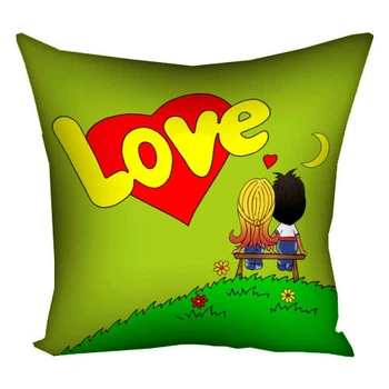 Подушка з принтом габардинова Love is салатовая 50x50 см