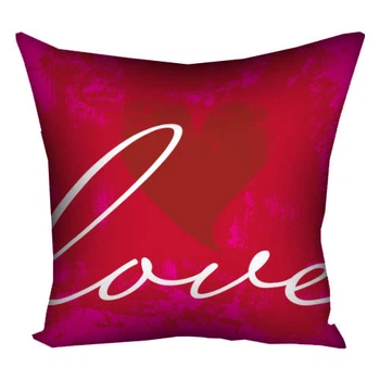 Подушка с принтом габардиновая Love на красно-розовом фоне 30x30 см