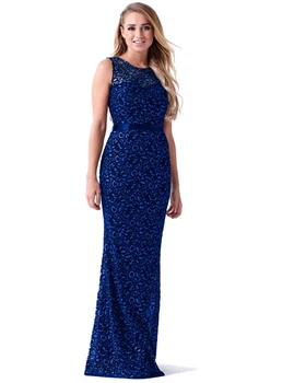 Сукня максі з блискітками Sistaglam EB-6634 2XL (732782XL) Синій