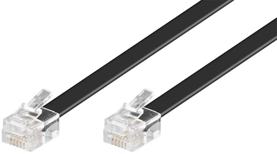 Кабель телефонний Goobay RJ12 M/M 15.0m плоский Flat 6P6C AWG28 1:1 чорний(75.05.0324)