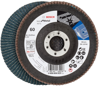 Пелюстковий шліфкруг Bosch X571 Best for Metal 125 мм K60 (2608606923)