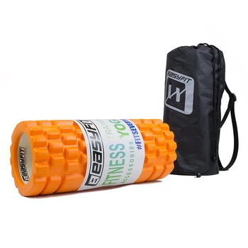 Массажный ролик EasyFit Grid Roller EF11 33 см оранжевый в чехле (роллер, валик, цилиндр для МФР и йоги, массажер для спины, ног, рук, шеи)