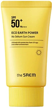 Сонцезахисний крем для жирної шкіри The Saem Eco Earth Power No Sebum Sun Cream SPF50+ PA+++ 50 г (8806164145920)