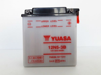 Мото аккумулятор YUASA 12N5-3B 5,3 Аh, 39 А, (-/+) 120х60х130 мм