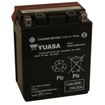 Мото аккумулятор YUASA YTX14AH-BS 12 Аh, 210 А, (+/-), 134х89х164 мм