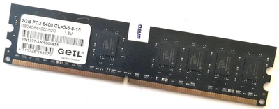 Оперативная память GeIL Black Dragon DDR2 2Gb 800MHz PC2 6400U CL5 (GB24GB6400C5DC) Б/У