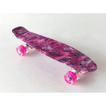 Скейт Penny Board детский городской до 80 кг мультицвет розовый космос