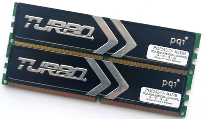 Пара игровой оперативной памяти PQI Turbo DDR2 4Gb (2Gb+2Gb) 533MHz PC2 4200U CL3 2R8 (PQI24200-4GDB) Б/У