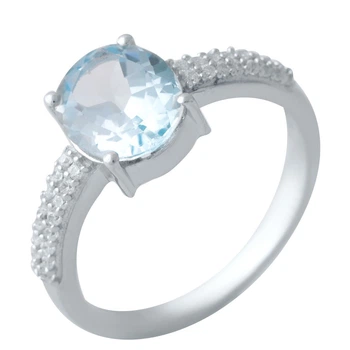 Срібна каблучка з натуральним топазом 3.472ct, вага виробу 3,31 гр (2017370)