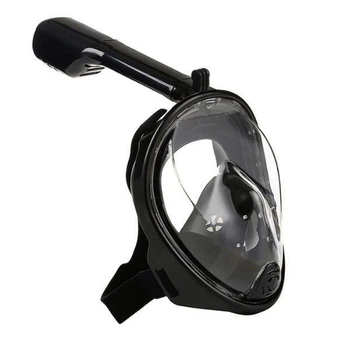 Полнолицевая панорамная маска для плавания Easy Breath (S/M) M2068G Black с креплением для камеры