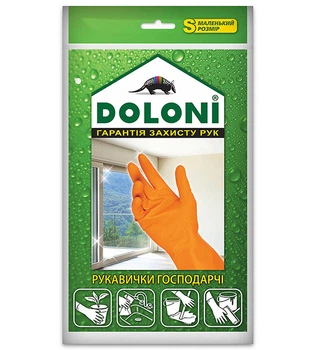 Рукавички латексні господарські Doloni Household S помаранчеві 4544