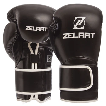 Перчатки для бокса и единоборств на липучке ZELART BO-1391 Black-White 10 унций