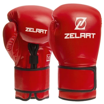 Перчатки для бокса и единоборств на липучке ZELART BO-1391 Red-Black 12 унций