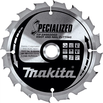 Пильный диск Specialized Makita B-09329 (165x20 мм, 16 зубьев) по дереву с гвоздями (6595)