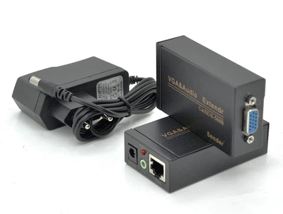 Активный удлинитель VGA сигнала до 100m по витой паре Cat5e/6e, 1080P