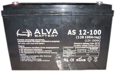 Аккумулятор гелевый Solar-GEL 100 Ач 12В ALVA AS12-100