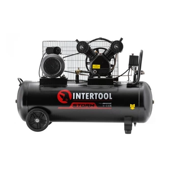Компресор 100 л, 4 hp, 3 кВт, 220 В, 8 атм, 500 л/хв, 2 циліндри Intertool (PT-0014)