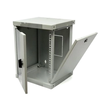 Настенный серверный шкаф CMS 10" 6U, 320х300х335мм (Ш*Г*В) со стеклянной дверью, серый UA-ШТК-6U-GR