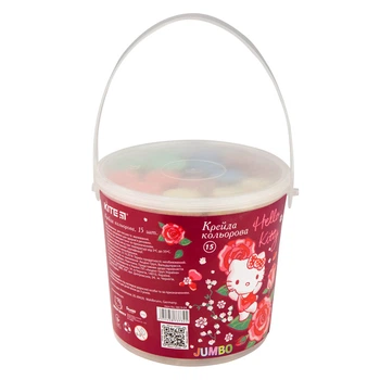 Мел цветной Kite Jumbo, 15шт. в ведерке, Hello Kitty HK19-074