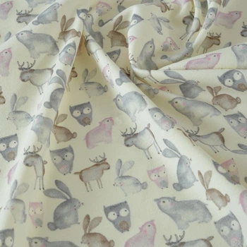 Ткань MamaMade Sweet Forest Animals интерлок для одежды 165 см х 1 м п. (1181)
