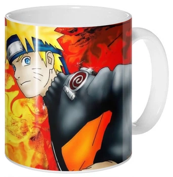 Кружка белая Наруто Naruto в пламени керамика, белого цвета 330мл.