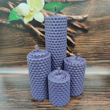Набір декоративних свічок з вощини фіолетовий